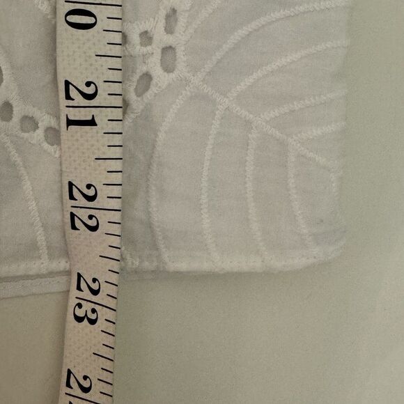 Lilly Pulitzer Women  Astara Palm Tree Eyelet Ruffle Sleeve Top White Sz XS - Picture 8 of 9